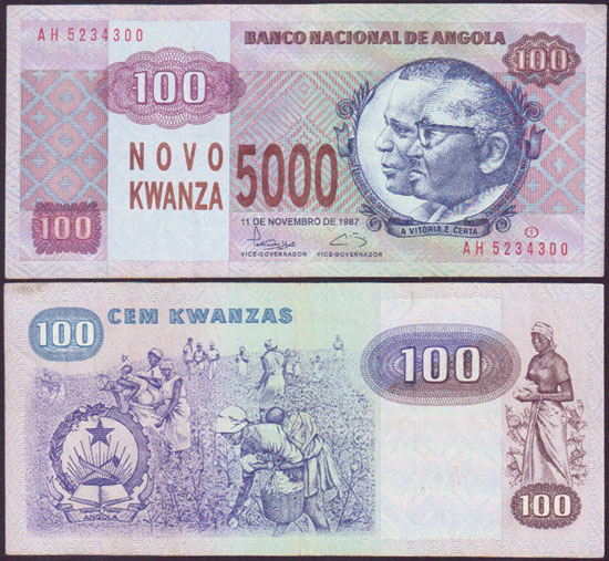 1987 Angola 5,000 Novo Kwanza (VF)